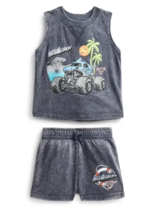 Monster Jam Baby Outfit Set – Sleeveless Tank & Shorts (0-24M)