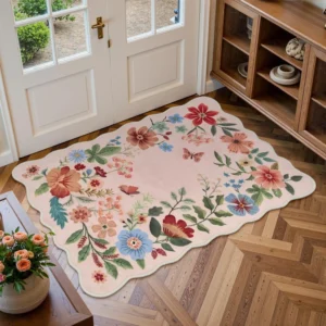 Moynesa 2 x3 Pink Washable Area Rug Botanical Print Small Rug Modern Abstract Non Slip Minimalist Art Area Rug 2x3ft Accent Distressed Throw Rugs Flo