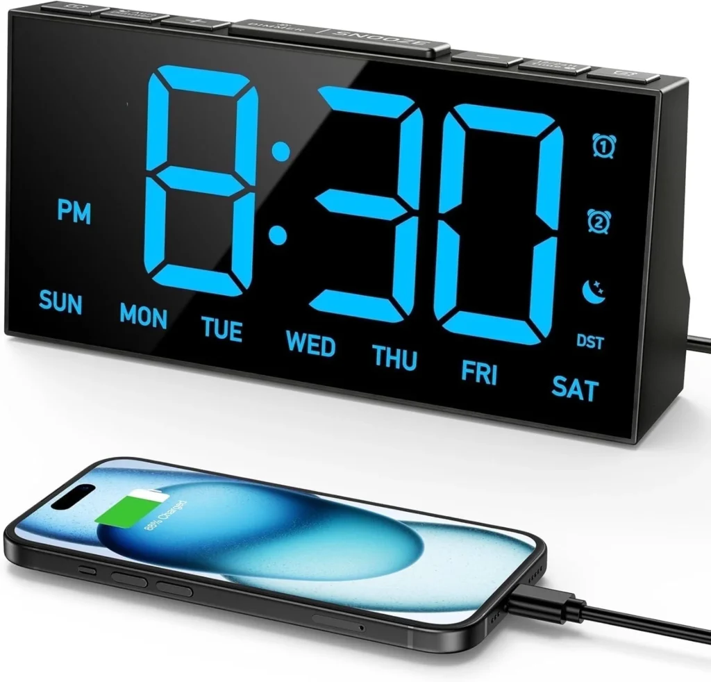 Mpow Alarm Clock Heavy Sleepers Digital Bedroom Adjustable Brightness Customizable Alarms Automatically Dim Night Progressive Volume DST Loud Kids Ad