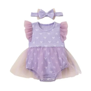 Mustang Sleeveless Graphic Romper with Matching Bow Headband Sizes 0 3M 24M