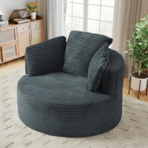 Muumblus Oversized Fluffy Accent Barrel Chair – No Assembly Corduroy