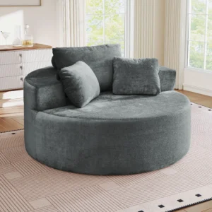 Muumblus Oversized Fluffy Accent Barrel Chair – No Assembly Corduroy
