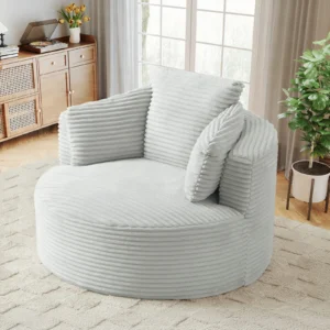 Muumblus Oversized Fluffy Accent Barrel Chair – No Assembly Corduroy