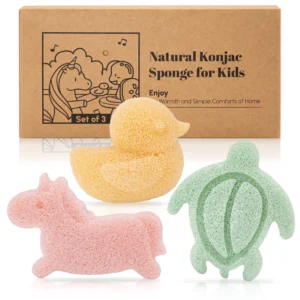 myHomeBody Konjac Baby Sponge Set – 3pc Gentle Bath Sponges