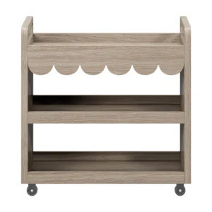 Natural Wood Scallop Cart – Unique Decorative Shelf