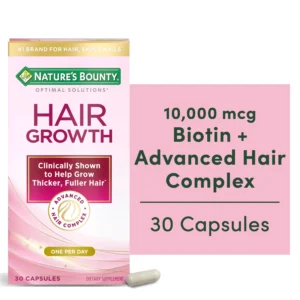 Nature’s Bounty Hair Growth Gummies with Biotin & Silica – Peach Mango 60ct