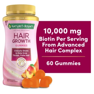 Nature’s Bounty Hair Growth Gummies with Biotin & Silica – Peach Mango 60ct