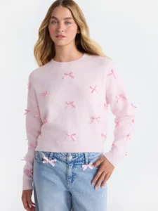 NB Women’s Bow Sweater – Cozy Knit Pullover for Casual Style