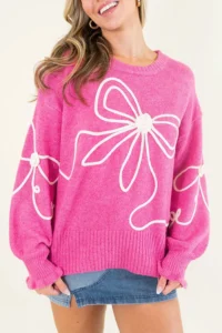 NB Women’s Bow Sweater – Cozy Knit Pullover for Casual Style