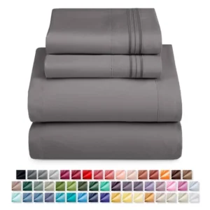 Nestl 1800 Series Deep Pocket Queen Sheets – Ultra Soft Gray Microfiber