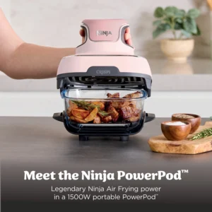 Ninja Crispi 3 in 1 Portable Air Fryer – 4 Qt, Pink, Dishwasher Safe