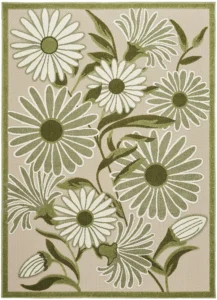 Nourison Home Aloha 4×6 Ivory Green Area Rug – Coastal Style