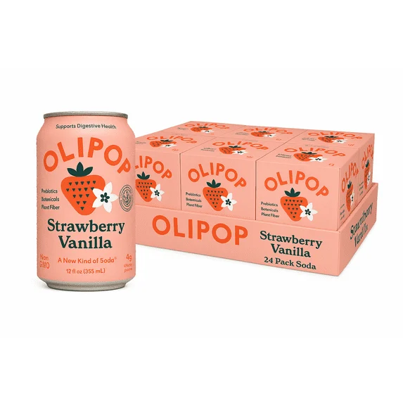 OLIPOP Prebiotic Soda Strawberry Vanilla 4 Pack – Tasty Gut Health