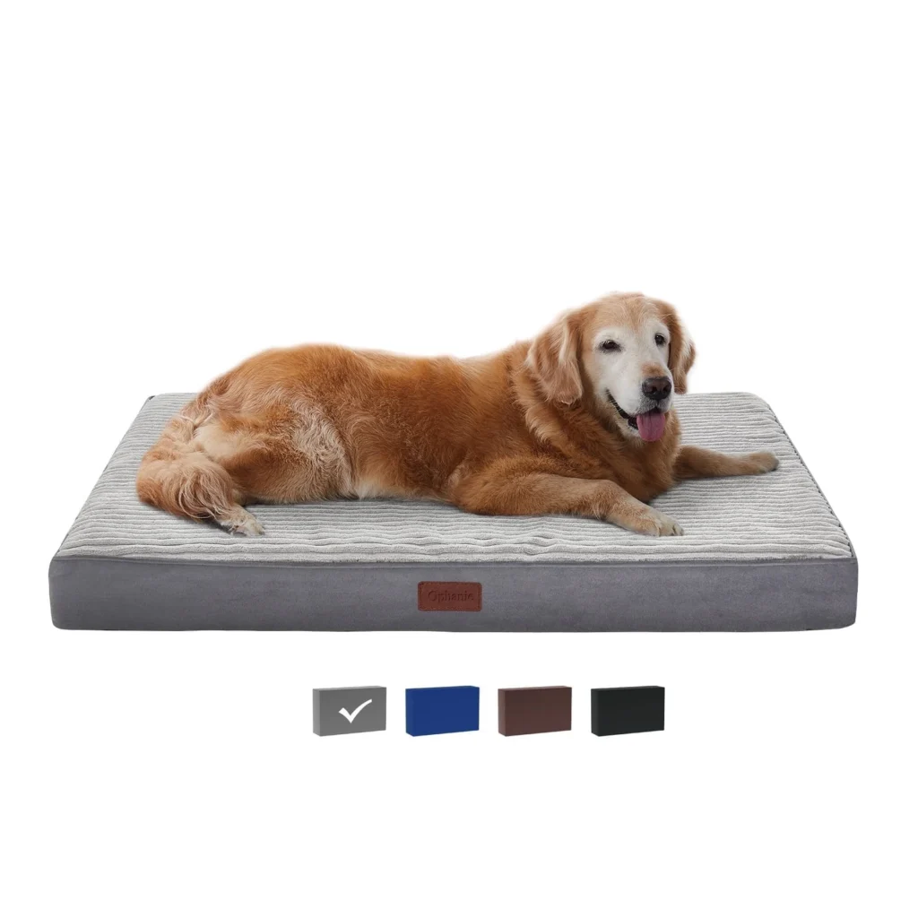 Ophanie Gray 35in Orthopedic Dog Bed Large Medium Dogs Egg Crate Foam Support Non Slip Bottom Waterproof Machine Washable Removable Pet Bed Cover L S