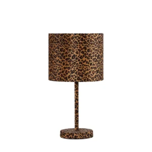 Ore International 19 25 in FAUX SUEDE LEOPARD PRINT METAL TABLE LAMP