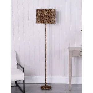 Ore International 19 25 in FAUX SUEDE LEOPARD PRINT METAL TABLE LAMP