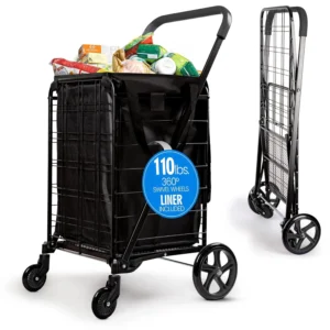 OT Heavy-Duty Folding Utility Cart – Black, 150 lb Capacity