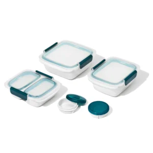 OXO SoftWorks Prep and Go Slim Snack Container with Removable Divider Leakproof BPA Free Ocean Blue