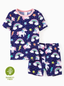 PatPat Bamboo Toddler Girl Pajamas – Snug Fit Short Sleeve