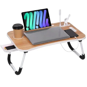 PHANCIR Foldable Lap Desk 23.6″ – Portable with Drawer & Cup Holder