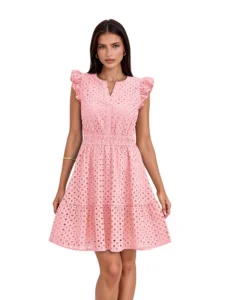 Pretty Garden Short Sleeve Mini Cap Dress – Puff Sleeve Style