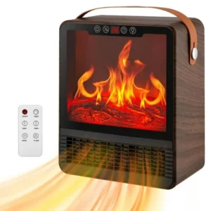 PuraFlame Portable Electric Fireplace Heater – 3D Flame Effect with Remote