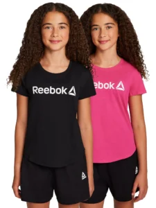 Reebok Girl s Athletic Identity 2 Pack Short Sleeve T Shirt Sizes 4 18