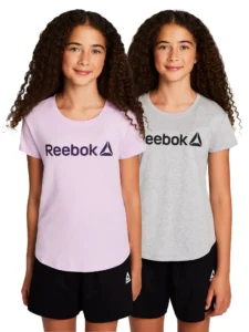 Reebok Girl s Athletic Identity 2 Pack Short Sleeve T Shirt Sizes 4 18