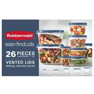 Rubbermaid 26-Piece Food Storage Set – Vented Lids, Stackable