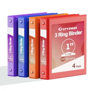 Samsill 1 Inch View Binder 4-Pack – Durable Round Ring with Pockets