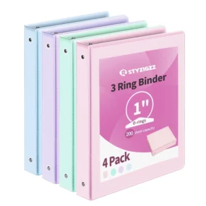 Samsill 1 Inch View Binder 4-Pack – Durable Round Ring with Pockets