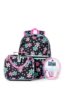 Schoolyard Vibes 17 3 Piece Backpack Set with Headphones and Kids Lunch Box