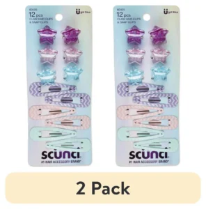 Scunci By Conair 2 Pack Small Kidney Claw Clips – Snag-Free Hold