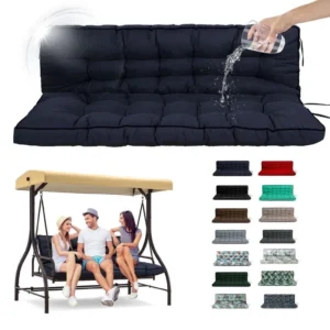 SDJPOI 2 3 Seater Porch Swing Replacement Cushion Thicken 4 Waterproof Outdoor Bench Cushions Backrest Furniture navy blue 55in 40in