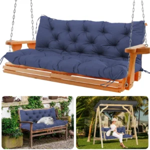 SDJPOI 2 3 Seater Porch Swing Replacement Cushion Thicken 4 Waterproof Outdoor Bench Cushions Backrest Furniture navy blue 55in 40in