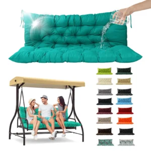 SDJPOI Waterproof 2/3 Seater Porch Swing Cushion – Navy Blue 55×40