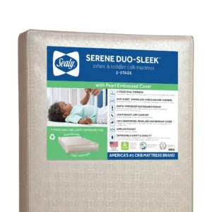 Sealy Serene Duo Sleek Crib Mattress – Waterproof 2-Stage Foam