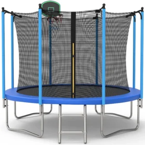 SEGMART 10ft Trampoline for Kids with Basketball Hoop – Enclosure