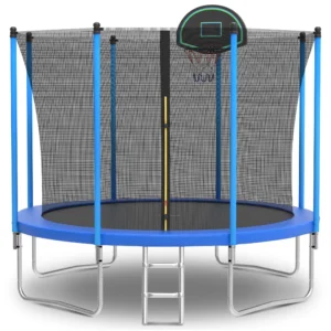 SEGMART 10ft Trampoline for Kids with Basketball Hoop – Enclosure
