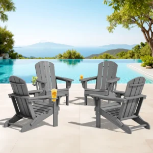 SERWALL Tall Adirondack Chairs Set 2 Chairs + Table – HDPE