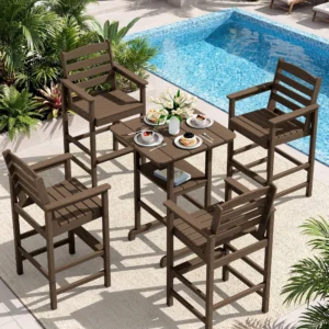 SERWALL Tall Adirondack Chairs Set 2 Chairs + Table – HDPE
