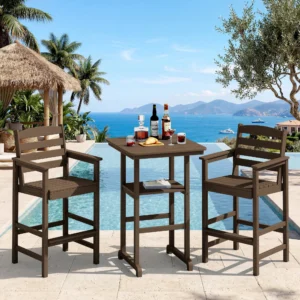 SERWALL Tall Adirondack Chairs Set 2 Chairs + Table – HDPE
