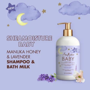 SheaMoisture Baby Nighttime Shampoo Bath Milk Manuka Honey Lavender All Hair 13 oz