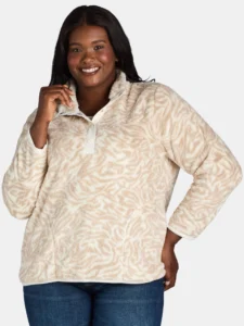 Snap Quilted Pullover Fleece Jacket – Cozy and Warm