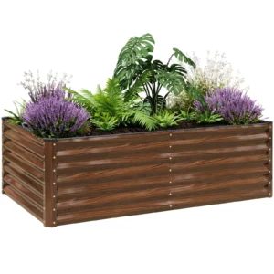 SnugNiture 6x3x2 ft Metal Raised Garden Bed – Deep Root Planter