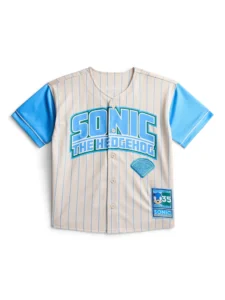 Sonic the Hedgehog Boys Baseball Jersey – Short Sleeve Button Down, Sizes 4-12