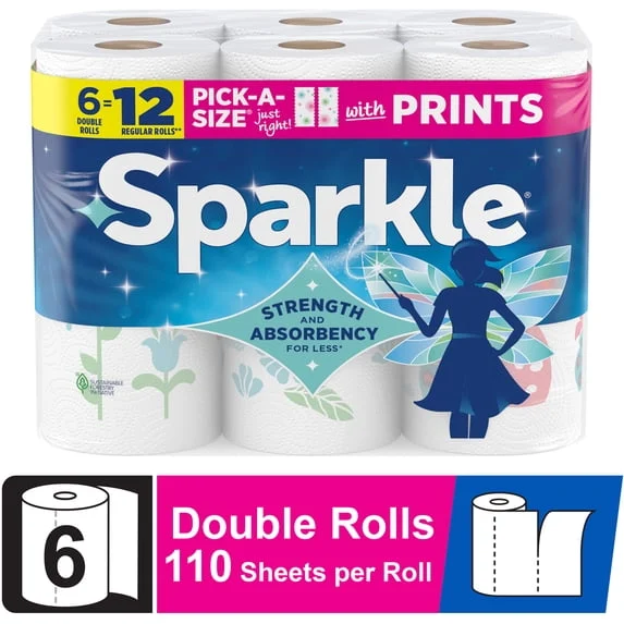 Sparkle Pick a Size Paper Towels – 6 Double Rolls Multi Color