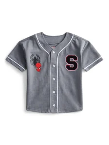 Spider-Man Boys Graphic Baseball Button Down Jersey with Short Sleeves