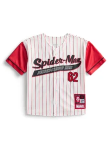 Spider-Man Boys Graphic Baseball Button Down Jersey with Short Sleeves