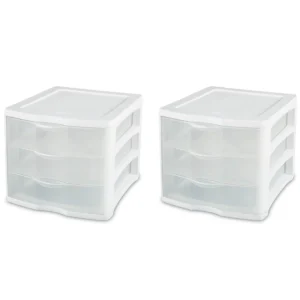 Sterilite 17918004 3 Drawer Storage Organizer White